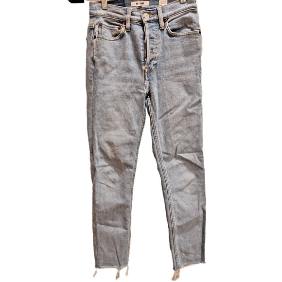 Re/Done Blue Buttonfly 90s High Rise Cotton Women's Ankle Crop Jeans Size 24 - Picture 1 of 9